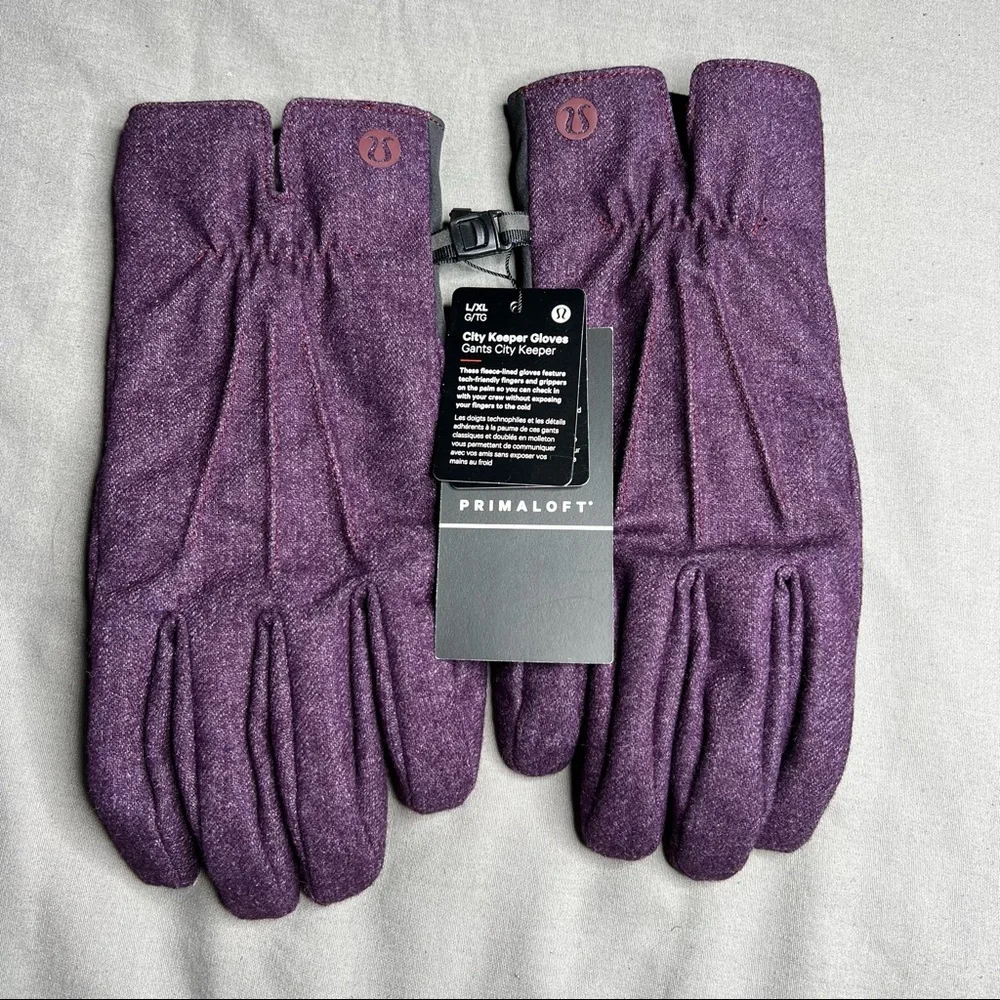 NWT Lululemon City Keeper Gloves L/XL Purple Black (HTGT) *Fleece Lined